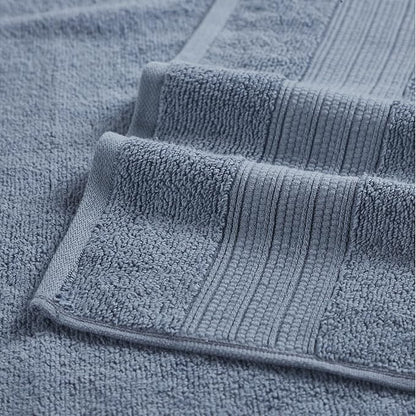 Modern Threads 6-Piece Towel Set – 100% Cotton, Quick Dry, Ultra Absorbent – Includes 2 Bath, 2 Hand, 2 Washcloths (White/Reinhart Blue)