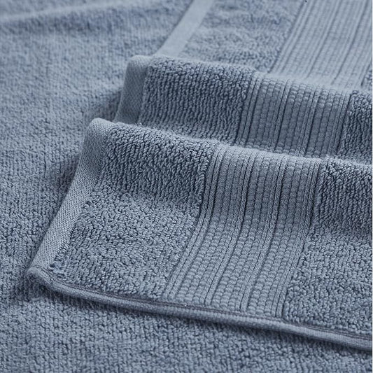 Modern Threads 6-Piece Towel Set – 100% Cotton, Quick Dry, Ultra Absorbent – Includes 2 Bath, 2 Hand, 2 Washcloths (White/Reinhart Blue)