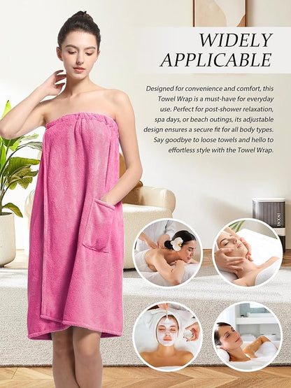 Women'S Soft Wrap Towel Full Length，Bath Robe After Shower Female Plush Long，Spa Bathrobes Lightweight With Pockets