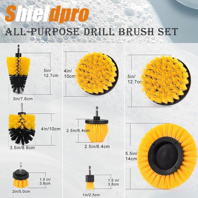 18 Pack Drill Brush Attachment Set, Power Cleaning Scrub Brushes for Drill, Extend Long Attachment, All Purpose for Car Detailing, Bathroom, Carpet, Tile Grout, Sinks, Corners
