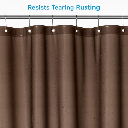 EHZNZIE Shower Curtain Liner Light Weight PEVA, Shower Liner 72x72 Inches, Waterproof, No Chemical Smell with 12 Rust Proof Metal Grommets for Bathroom Shower Curtain, Brown