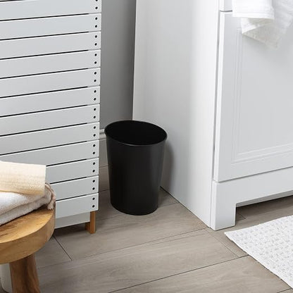 Bath Bliss 5 Liter Small Wastebasket | 2 Pack | Round Open Top | Trash Can | Bathroom | Bedroom | Kitchen | Office | Dorm | Disposal Waste Bin | Garbage | Matte Black