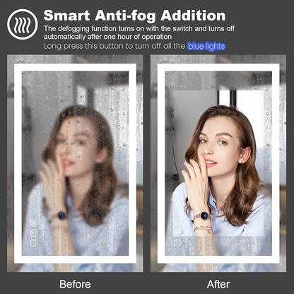 LED Bathroom Mirror, 84"X32" with Front Light and Backlit | Stepless Dimmable, Anti-Fog, Shatter-Proof, HD Reflection, Memory, 3 Colors Lighting, UL Listed.