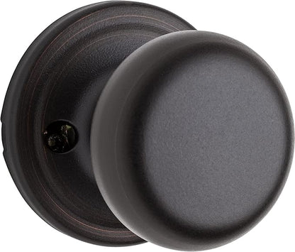 Kwikset Hancock Dummy Door Knob, Single Sided Handle for Closets, French Double Doors, and Pantry, Venetian Bronze Non-Turning Interior Push/Pull Door Knob, with Microban Protection