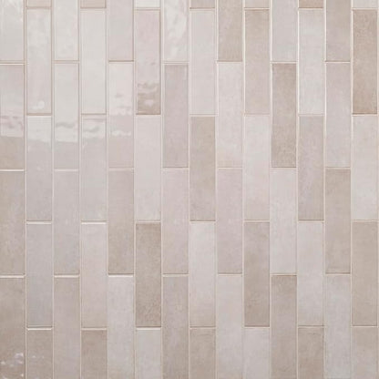 M S International Renzo Sterling 3 Inch x 12 Inch Glossy Ceramic Subway Tile for Bathroom, Kitchen Backsplash, Accent Wall, and Shower - GRAY-LIGHT