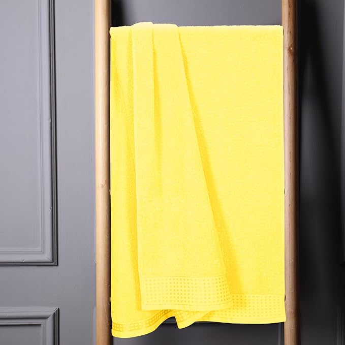 GLAMBURG 100% Cotton Oversized 2 Pack Bath Sheets 35x70, Ultra Soft Highly Absorbant Compact Quickdry & Lightweight Large Bath Sheet Set, Ideal for Gym Travel Camp Pool - Lime Yellow