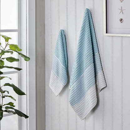 SKL Home Planet Ombre Bath Towel, 100% Turkish Cotton, Aqua | 600 GSM weight. Spa-level quality. Soft & absorbent textured jacquard.