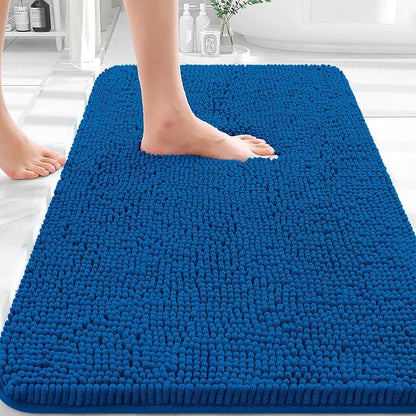 OLANLY Bathroom Rugs 30x20, Extra Soft Absorbent Chenille Bath Rugs | Deep Navy Blue, Quick-Drying Rubber Backing, Washable Bath Mat for Bathroom Floor, Tub and Shower, Home Decor Accessories