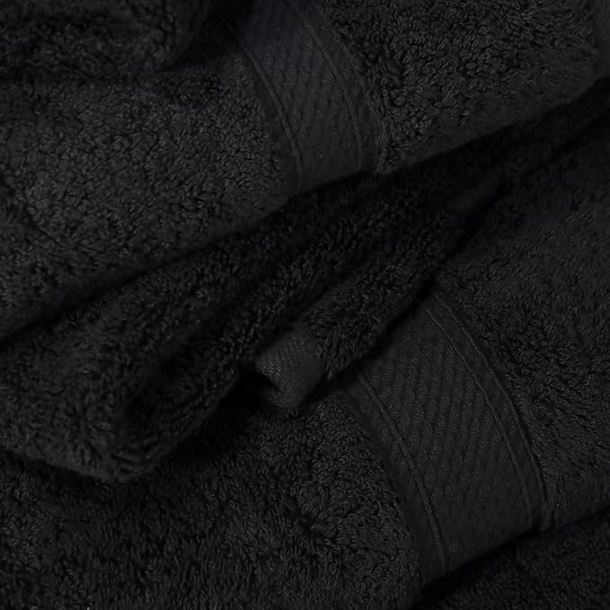 SUPERIOR Egyptian Cotton Ultra Plush & Absorbent, 6 Piece Set, Black | Quick Dry, Soft Luxury Towel Set, Bath Essentials, Guest Bath, Spa, 2 Bath, 2 Hand, 2 Face Towels, Madeline Towels