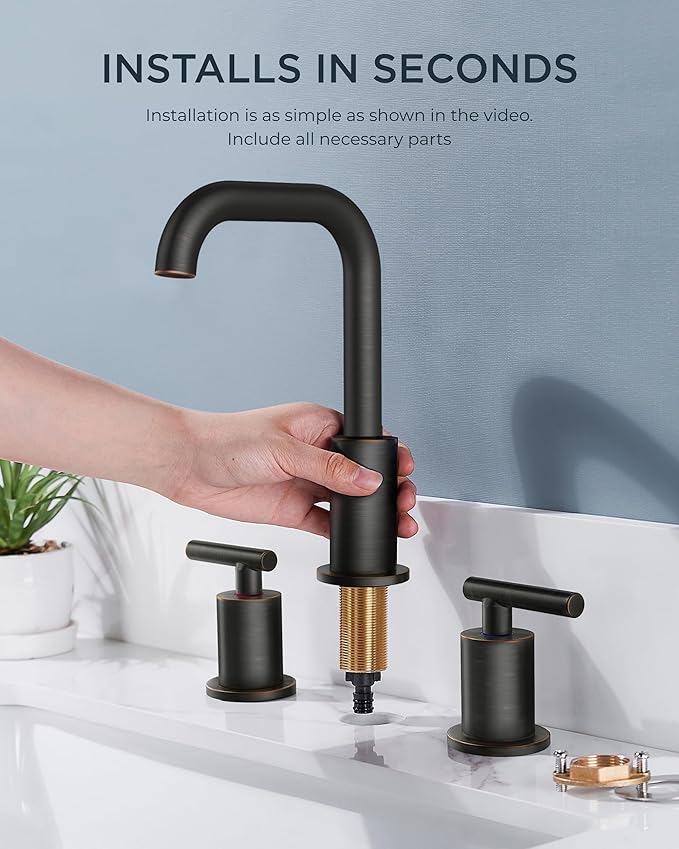 FORIOUS 2 Handles Bathroom Sink Faucets 3 Hole Oil Rubbed Bronze, 8 Inch Widespread Antique Brass Bathroom Faucet with Metal Pop Up Drain and cUPC Supply Lines, for Vanity Restroom RV Lavatory