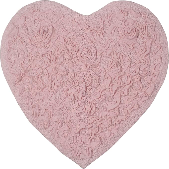 Home Weavers Bell Flower Collection 100% Cotton Tufted Bath Rugs, Extra Soft and Absorbent Bath Rugs, Non-Slip Bath Mats, Machine Washable, Bath Mats for Bathroom Floor and Tub, 25"x25" Heart, Pink