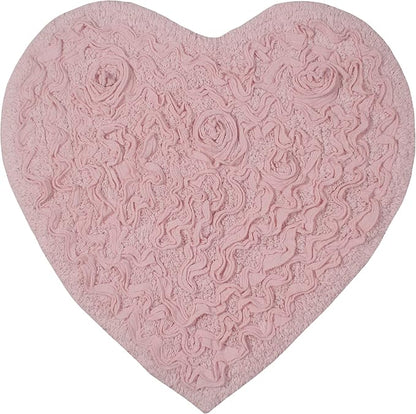 Home Weavers Bell Flower Collection 100% Cotton Tufted Bath Rugs, Extra Soft and Absorbent Bath Rugs, Non-Slip Bath Mats, Machine Washable, Bath Mats for Bathroom Floor and Tub, 25"x25" Heart, Pink