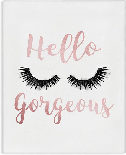 Stupell Industries 'Hello Gorgeous Black Eyelashes'| Canvas Art | Stupell Industries | 36 x 48 Inches, Easy to Hang and Sturdy, Made in USA, by Amanda Greenwood