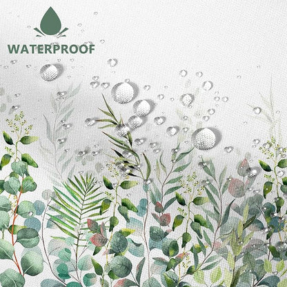 AWERT Shower Curtain Plants for Bathroom,Waterproof Quick-Drying Green Leaves Shower Curtain Set with Hooks 60x72 Inch