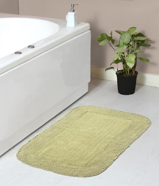 Home Weavers Radiant Collection 100% Cotton Bathroom Rugs Set, Machine Washable Rug, Extra Soft and Absorbent Bath Rug, Kitchen Mat, Bath Mat Set, Bath Floor Mat Non Slip, 21"x34" Rectangle, Green
