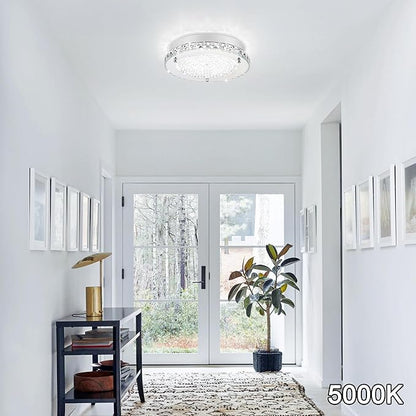 Flush Mount Crystal Ceiling Light Modern LED Ceiling Light Fixture Flush Mount 13 Inch Kitchen Ceiling Light for Bedroom, Laundry Room, Hallway, Balcony, Dimmable 3000K/4000K/5000K