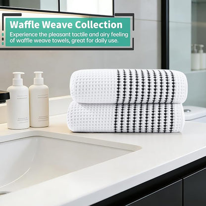 MICROFI New Microfiber Waffle Bath Towels, 2 Pieces, Soft, Absorbent, Fast Drying, Lint Free 430 GSM (30''x60''/76cm x 152cm)