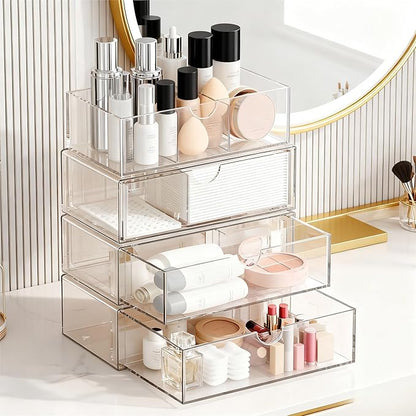 Medicine Cabinet Organizer with Removable Dividers, 3-Tier Stackable Drawer Storage for Bathroom, RV, Vanity, Countertop & Desk