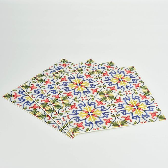 In Home NH2365 Tuscan Tile Peel & Stick Backsplash Tiles, Standard, Multicolor