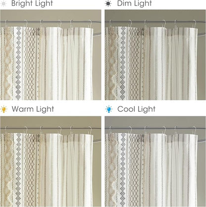 INK+IVY Imani Tufted Chenille 100% Cotton Shower Curtains Machine Washable, Modern Home Bathroom Décor Bathtub Privacy Screen, 72" W x 72" L, Ivory (Pack of 4)