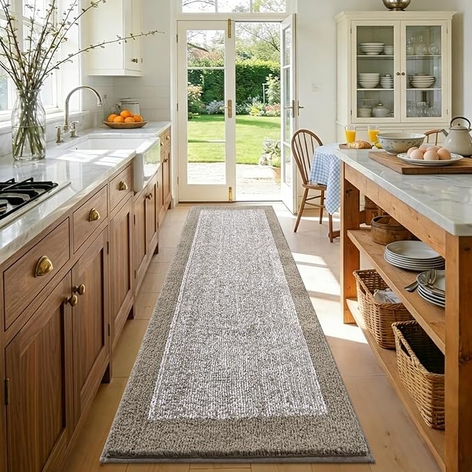 70x24 Long Bathroom Rugs Washable Non Slip, Bath Mat for Bathroom Floor Tub, Soft Absorbent Quick Dry Mats for Shower,Bathtub,Home Decor（Greige）