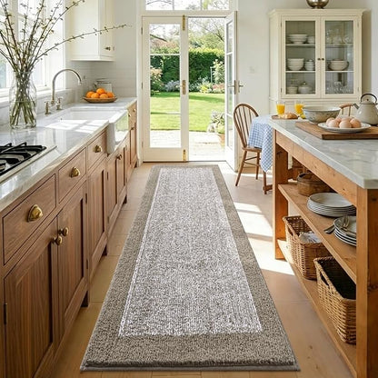 70x24 Long Bathroom Rugs Washable Non Slip, Bath Mat for Bathroom Floor Tub, Soft Absorbent Quick Dry Mats for Shower,Bathtub,Home Decor（Greige）
