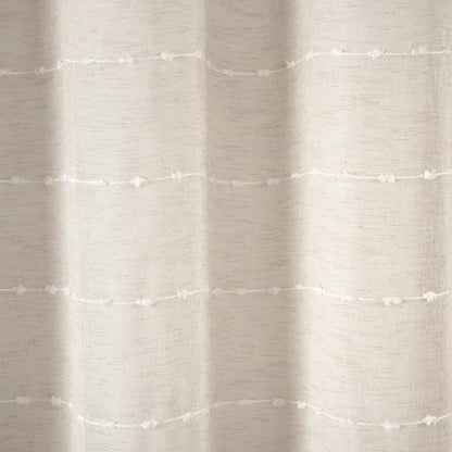 Lush Decor Farmhouse Textured Sheer Shower Curtain with Peva Liner 2 Piece Set 72" W x 72" L Beige - Tan Shower Curtain Set - Striped Bathroom Curtains