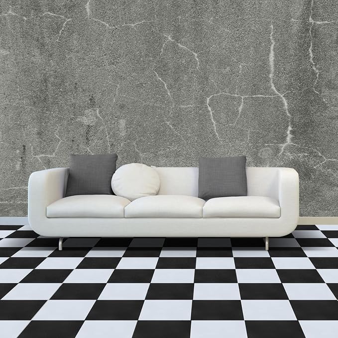 Spiareal 48 Pieces Peel and Stick Floor Tiles Vinyl Flooring 12 x 12 Inch Stick on Floor Tile Self Adhesive Waterproof DIY for Bathroom Kitchen Bedroom Living Room(Plaid)