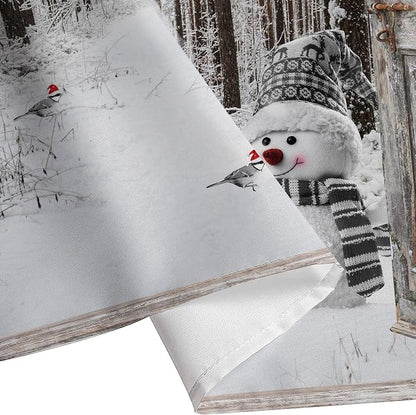 Winter Christmas Shower Curtain, Cute Snowman Winter Forest Pine Tree Scene Shower Curtain for Bathroom Rustic Farmhouse Xmas Snowflake Holiday Gray Bathroom Accessories Polyester 72"X72" with Hooks