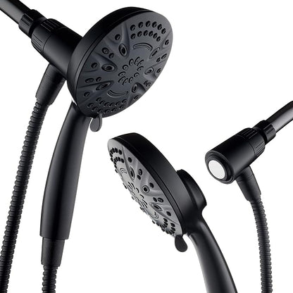 AquaDance New Magnetic Docking 8-setting High Pressure Handheld Shower Head | Space-age Magnetic Guidance Bracket System, Giant 5-inch Face, Extra-long 72-inch Stainless Steel Hose - Black