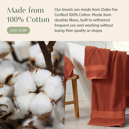 6 Pack 100% Cotton Hand Towels | Clay Towels | Oeko‑TEX Standard 100 | Soft & Absorbent, Quick‑Dry | Trinity Collection - Baked Clay