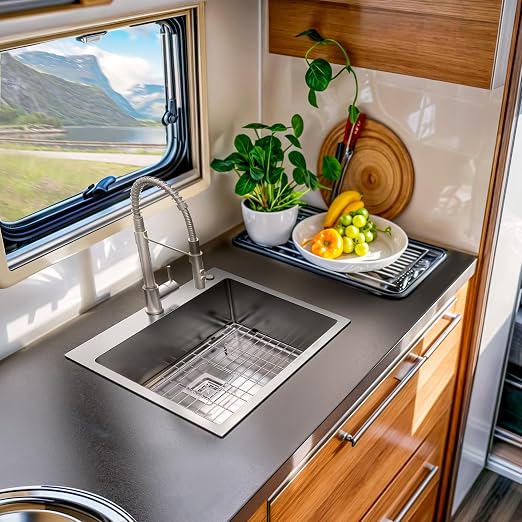 YITAHOME Drop in Kitchen RV Sink 25 in Topmount 304 Stainless Steel Single | Bar Sinks 25 x 22 x 10 Inch