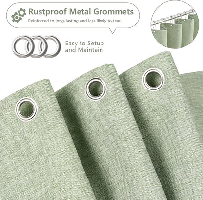 36 x 72 Inch Natural Linen Look Stall Shower Curtain Sage Green, Faux Linen Farmhouse Thick Fabric Shower Stall Curtain Water-Resistant, Forest Green Bathroom Curtain Washable for Single Stall