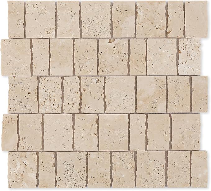 2×3 Inch Piano Travertine Marble Mosaic Tile for Wall Floor, 5 Sheets | Water & Heat Resistant Honed Marble Backsplash Tiles for Kitchen Bathroom Fireplace Surround Durable Unique Veins 4.5SQFT