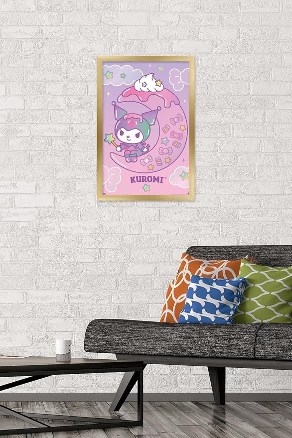 Trends International Hello Kitty and Friends: 24 Dreamland - Kuromi Wall Poster, 22.4L x 14.7W, Gold Framed Version