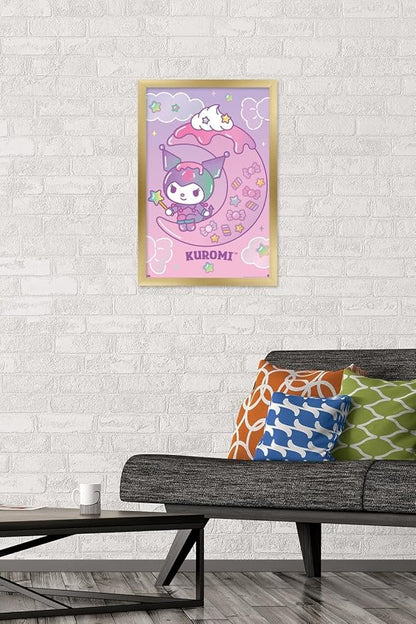 Trends International Hello Kitty and Friends: 24 Dreamland - Kuromi Wall Poster, 22.4L x 14.7W, Gold Framed Version