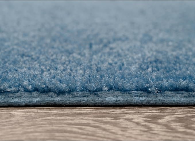 Garland Rug Traditional Nylon Washable Basin Blue 4 Piece Set - Lid, Contour, 2 Bath Rugs - Soft, Absorbent, and Stylish for Your Bathroom