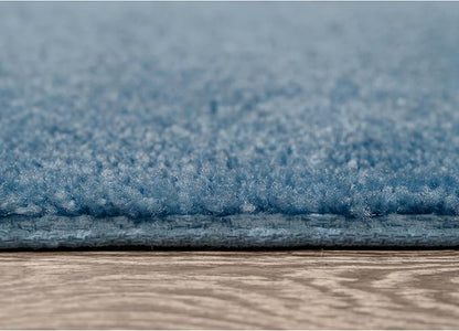Garland Rug Traditional Nylon Washable Basin Blue 4 Piece Set - Lid, Contour, 2 Bath Rugs - Soft, Absorbent, and Stylish for Your Bathroom