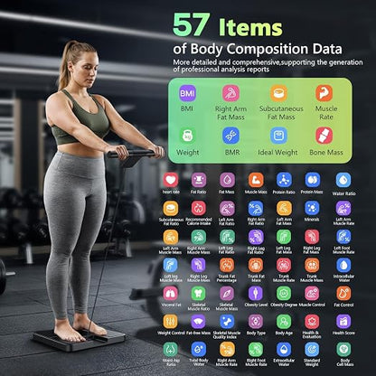 Smart Scale for Body Weight, Health Body Pod with BMI Body Fat Muscle Mass | 8-Electrode, 485lbs, 57 Body Composition Metrics, 5.25-Inch VA Color Screen & Retractable Handle, Digital Bathroom Scale