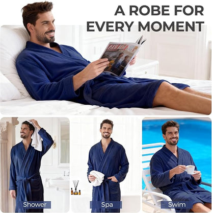 PJGGZ Towel Robe for Men - Ultra-Absorbent Soft Quick Dry Towel Bathrobe Kimono for Shower, Spa & Hotel