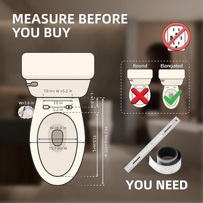 BRAVAT® Non-Electric Bidet Toilet Seat Elongated, Soft Close, Easy Install | Front&rear wash, Removable nozzles, Ambient water, Soft close, Customizable comfort settings, German engineered