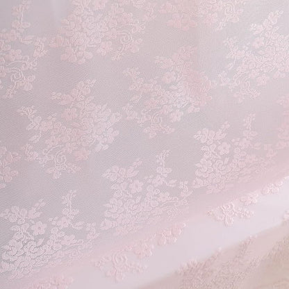 TUDECO Pink Lace Shower Curtain with Attached Valance, 72W x 84L Inch | Long Bathroom Curtain, Coquette Feminine Charm, Soft Color, Brightens Space, Scalloped Edges Reinforced Holes