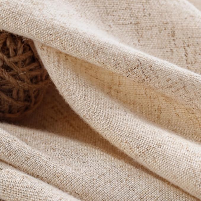 Farmhouse Shower Curtain Ruffle Linen Beige 60" W x 72" L | Linen Fabric, Farmhouse Boho, Bottom Ruffle, Rustic, Country, Natural Look, Washable, Shower Curtain for Bathroom Bathtub