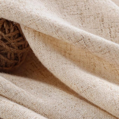 Farmhouse Shower Curtain Ruffle Linen Beige 72" W x 80" L | Linen Fabric, Farmhouse Boho, Bottom Ruffle, Rustic, Country, Natural Look, Washable, Shower Curtain for Bathroom Bathtub