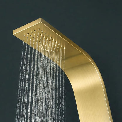 ANZZI Aura Series 39" Shower Panel Tower System | Full Body 2-Jetted Shower Tower, Head Panel with Heavy Rain Overhead, Euro-Grip Wall Mount Handheld Wand, DIY Friendly – Brushed Gold