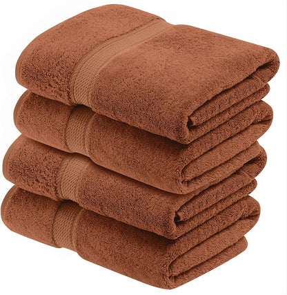 Superior Egyptian Cotton Plush & Absorbent, Bath Towel Set of 4, Rust | Quick Dry, Soft Luxury Towel Set, Bath Essentials for Bathroom, Guest Bath, Spa, 4 Piece Bath, Madeline Towels