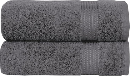 Elegant Comfort Premium Turkish Cotton 2 Pack Bath Towel Set - 27 x 54 inch, Luxurious Hotel Spa Quality 100% Turkish Cotton 2PC Bath Towel Set - Highly Absorbent - Soft Bathroom Towels, Grey