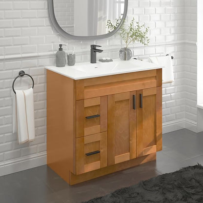 36" Shaker Bathroom Vanity Sink Base with Drawers (Ready-to-Assemble) (Maple Shaker Vanity Base)