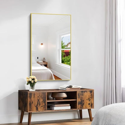 KOCUUY Gold Bathroom Mirror, 24"x40" Rectangle Bathroom Mirror for Wall, HD Tempered Glass, Anti-Rust Frame, Modern Design for Bathroom, Bedroom, Living Room, Entryway