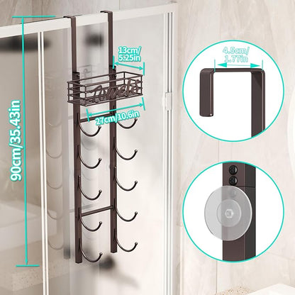 HapiRm Towel Racks for Bathroom Storage - 6 Tier Over The Door & Wall Mount Rolled Towel Storage Organizer Holder with Metal Shelf Basket for Small Bathroom, Camper, Rv - Bronze, Patented